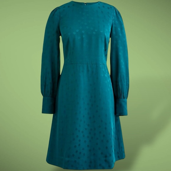 J. Crew ‘Shift Dress in Jacquard Floral Dot’ in “Dark Spruce” Green Size 4 - Picture 1 of 16